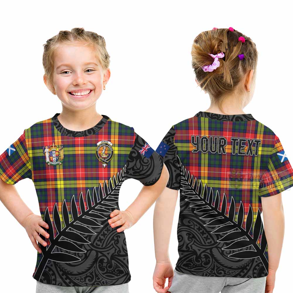 Dewar Crest Tartan Kid T-Shirt with New Zealand Silver Fern Half Style - Tartan Vibes Clothing