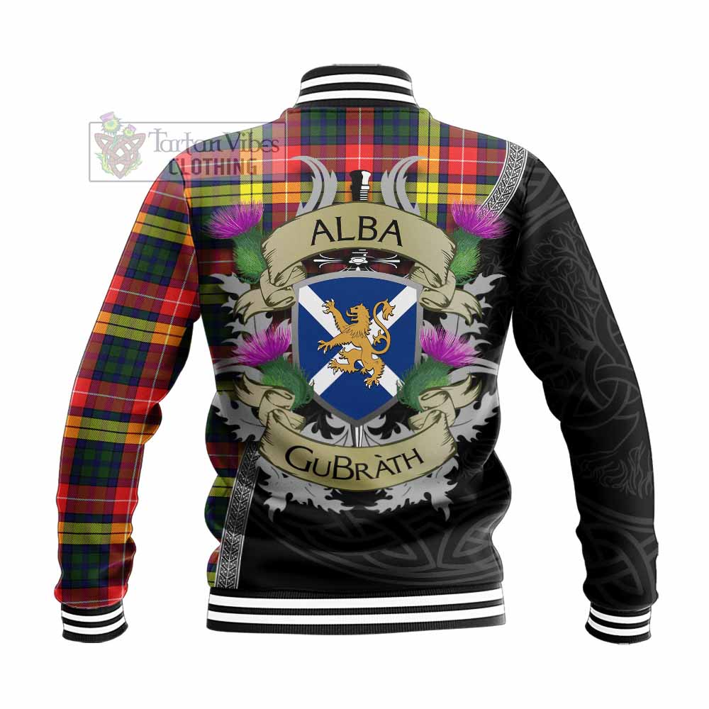Dewar Tartan Family Crest Baseball Jacket Lion Rampant Royal Thistle Shield Celtic Inspired - Tartan Vibes Clothing