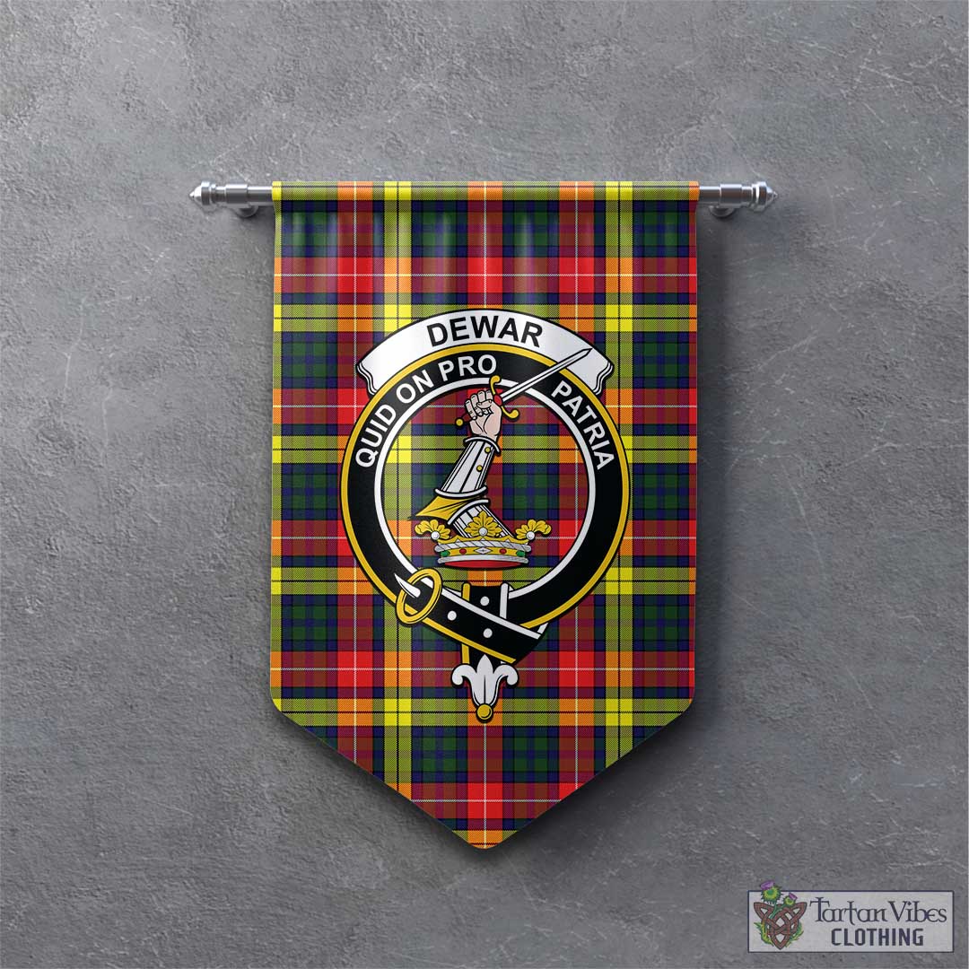 Dewar Tartan Gonfalon, Tartan Banner with Family Crest - Tartan Vibes Clothing
