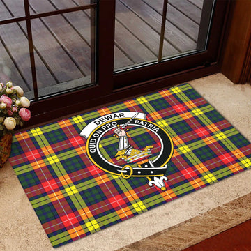 Dewar Tartan Rubber Doormat with Family Crest - Tartan Vibes Clothing