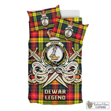 Dewar Tartan Bedding Set with Clan Crest and the Golden Sword of Courageous Legacy