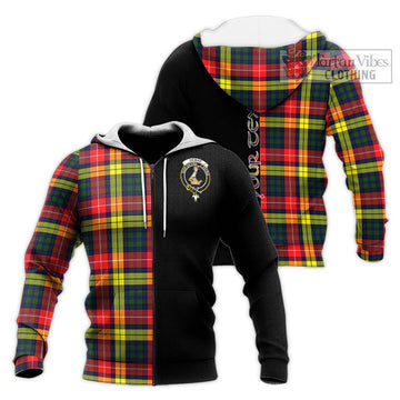 Dewar Tartan Knitted Hoodie with Family Crest and Half Of Me Style Unisex Knitted Zip Hoodie - Tartan Vibes Clothing