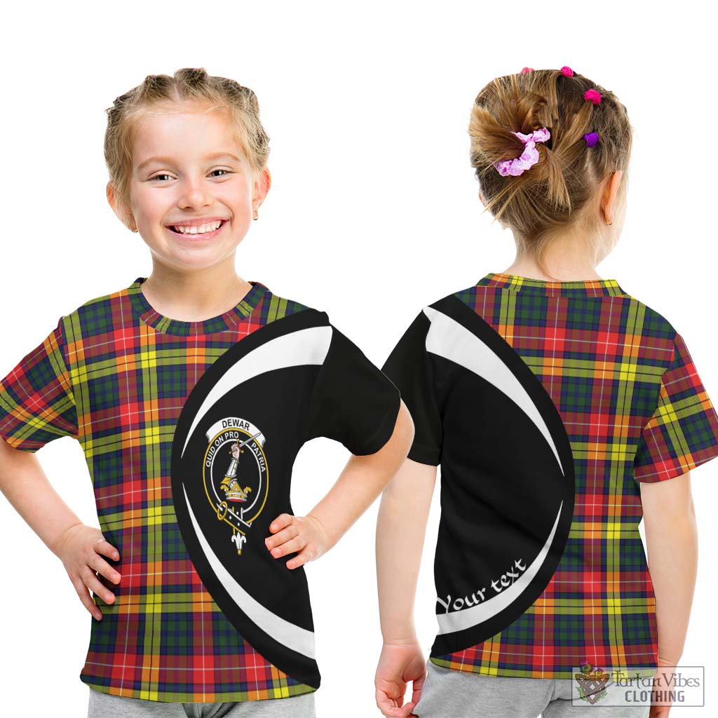 Dewar Tartan Kid T-Shirt with Family Crest Circle Style - Tartan Vibes Clothing