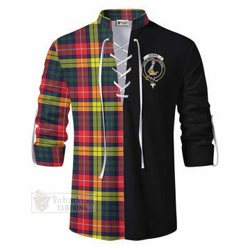 Dewar Tartan Ghillie Kilt Shirt with Family Crest and Half Of Me Style - Tartan Vibes Clothing