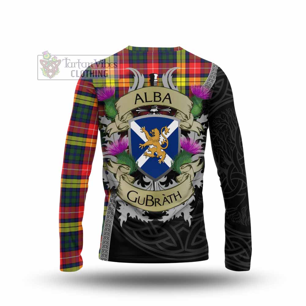 Dewar Tartan Family Crest Long Sleeve T-Shirt Lion Rampant Royal Thistle Shield Celtic Inspired - Tartan Vibes Clothing