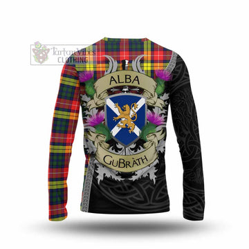 Dewar Tartan Family Crest Long Sleeve T-Shirt Lion Rampant Royal Thistle Shield Celtic Inspired - Tartan Vibes Clothing