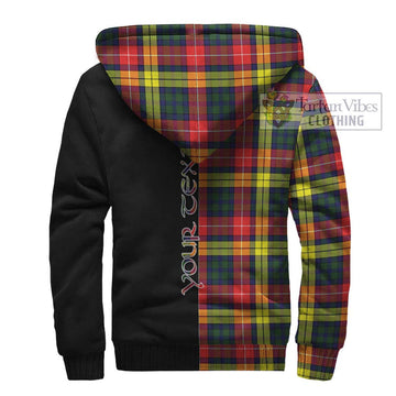 Dewar Tartan Sherpa Hoodie with Family Crest and Half Of Me Style - Tartan Vibes Clothing