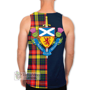 Dewar Tartan Men's Tank Top Alba with Scottish Lion Royal Arm Half Style - Tartan Vibes Clothing