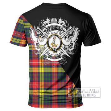 Dewar Tartan T-Shirt with Family Crest and Military Logo Style - Tartan Vibes Clothing