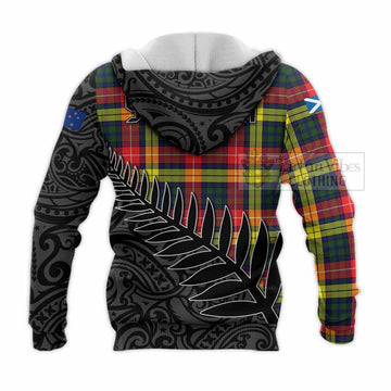 Dewar Crest Tartan Knitted Hoodie with New Zealand Silver Fern Half Style - Tartan Vibes Clothing