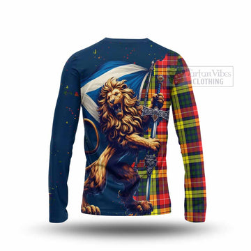 Dewar Tartan Family Crest Long Sleeve T-Shirt with Scottish Majestic Lion - Tartan Vibes Clothing