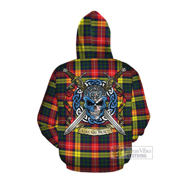 Dewar Tartan Cotton Hoodie with Family Crest Celtic Skull Style Pullover Hoodie - Tartan Vibes Clothing