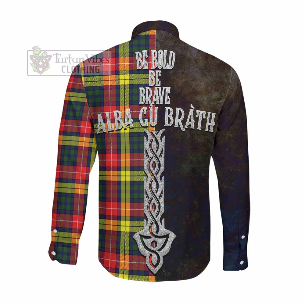 Dewar Tartan Family Crest Long Sleeve Button Shirt Alba Gu Brath Be Brave Lion Ancient Style Men's Shirt - Tartan Vibes Clothing