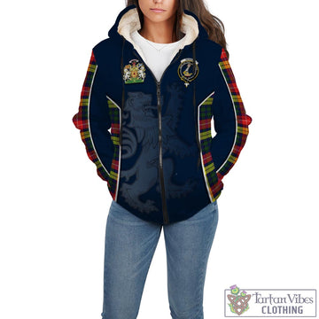 Dewar Tartan Sherpa Hoodie with Family Crest and Lion Rampant Vibes Sport Style - Tartan Vibes Clothing