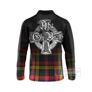 Dewar Tartan Long Sleeve Polo Shirt Featuring Alba Gu Brath Family Crest Celtic Inspired - Tartan Vibes Clothing