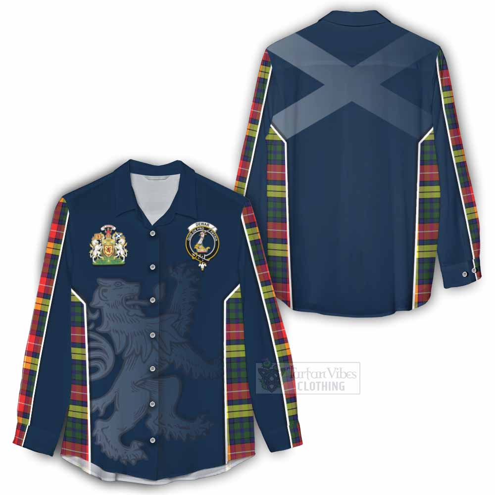 Tartan Vibes Clothing Dewar Tartan Women's Casual Shirt with Family Crest and Lion Rampant Vibes Sport Style