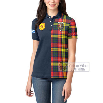 Dewar Tartan Women's Polo Shirt Alba with Scottish Lion Royal Arm Half Style - Tartan Vibes Clothing