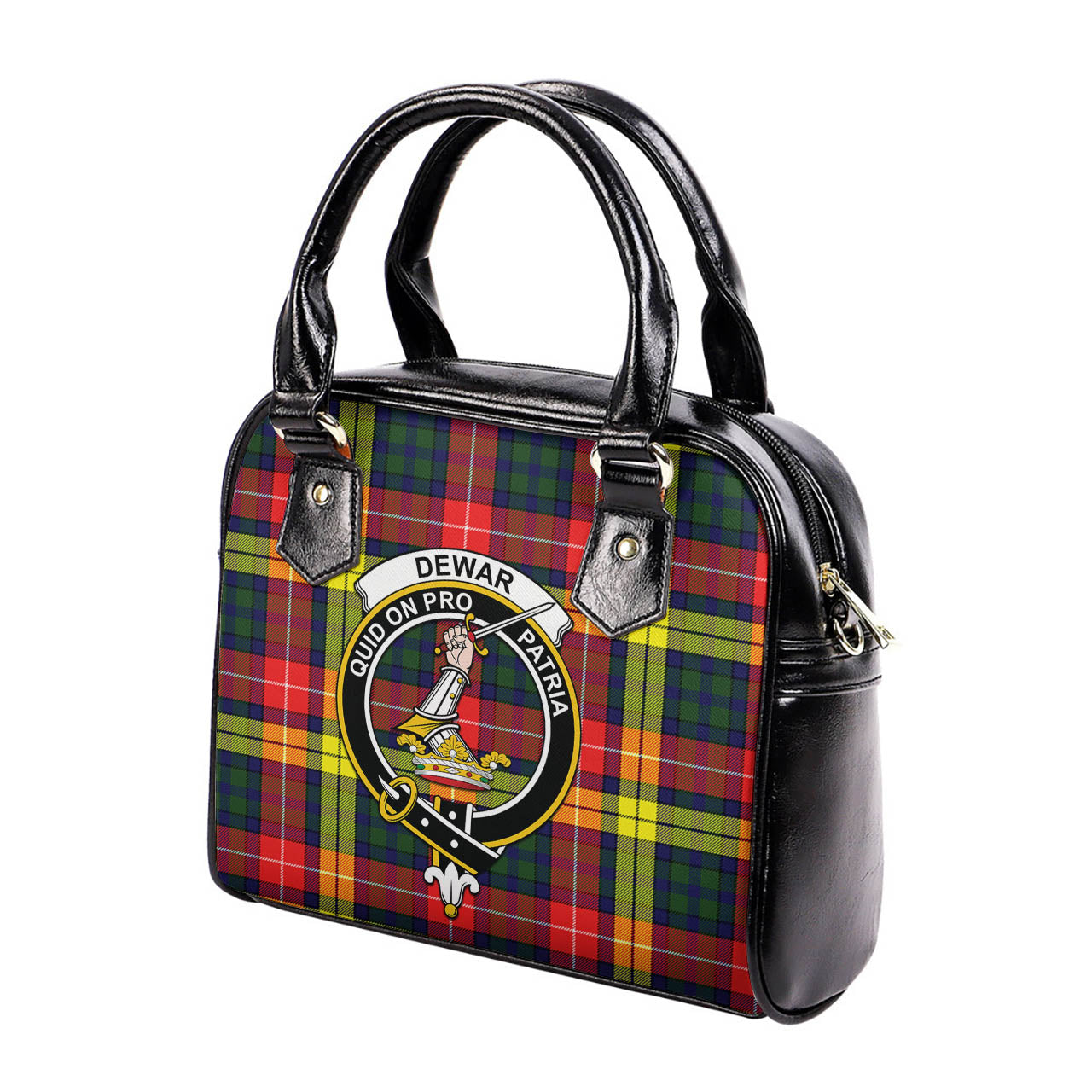 Dewar Tartan Shoulder Handbags with Family Crest - Tartan Vibes Clothing