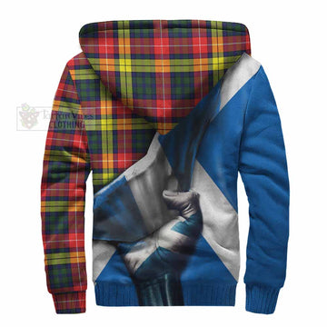 Dewar Tartan Sherpa Hoodie with Family Crest Scotland Patriotic Style - Tartan Vibes Clothing
