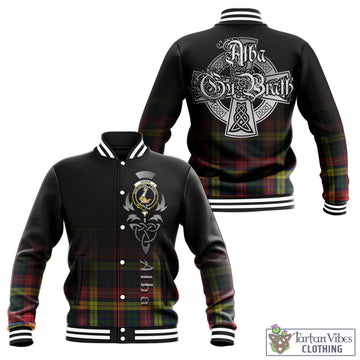 Dewar Tartan Baseball Jacket Featuring Alba Gu Brath Family Crest Celtic Inspired - Tartan Vibes Clothing