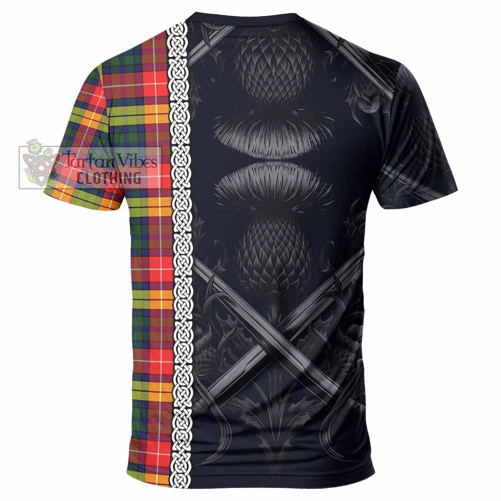 Dewar Tartan T-Shirt with Family Crest Cross Sword Thistle Celtic Vibes - Tartan Vibes Clothing