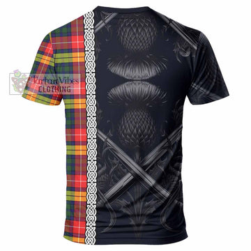 Dewar Tartan T-Shirt with Family Crest Cross Sword Thistle Celtic Vibes - Tartan Vibes Clothing