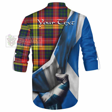 Dewar Tartan Ghillie Kilt Shirt with Family Crest Scotland Patriotic Style - Tartan Vibes Clothing