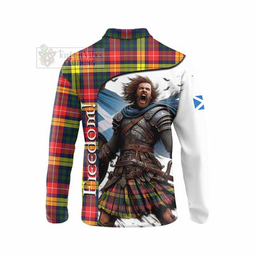 Dewar Crest Tartan Long Sleeve Polo Shirt Inspired by the Freedom of Scottish Warrior - Tartan Vibes Clothing