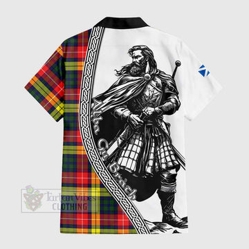 Dewar Tartan Clan Crest Hawaiian Shirt with Highlander Warrior Celtic Style - Tartan Vibes Clothing