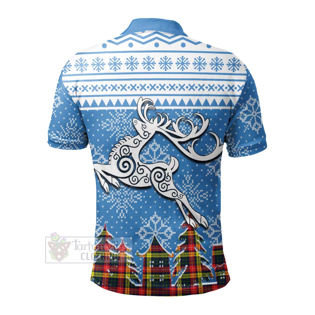 Tartan Vibes Clothing Dewar Clan Christmas Polo Shirt Celtic Reindeer Style