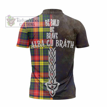 Dewar Tartan Family Crest Zipper Polo Shirt Alba Gu Brath Be Brave Lion Ancient Style - Tartan Vibes Clothing