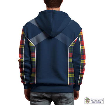 Dewar Tartan Hoodie with Family Crest and Scottish Thistle Vibes Sport Style