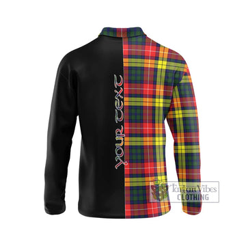 Dewar Tartan Long Sleeve Polo Shirt with Family Crest and Half Of Me Style - Tartan Vibes Clothing