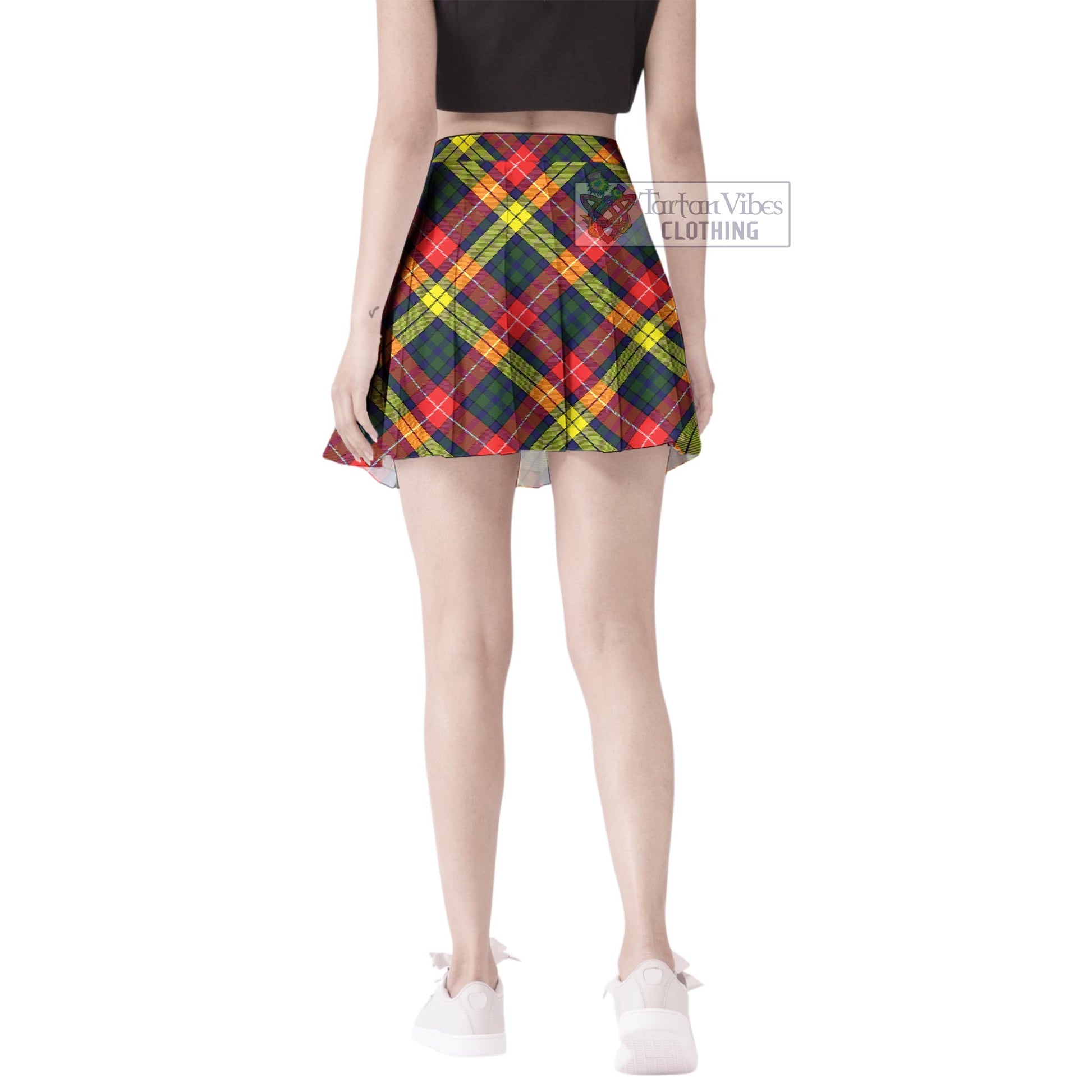 Dewar Tartan Women's Plated Mini Skirt Cross Style - Tartan Vibes Clothing