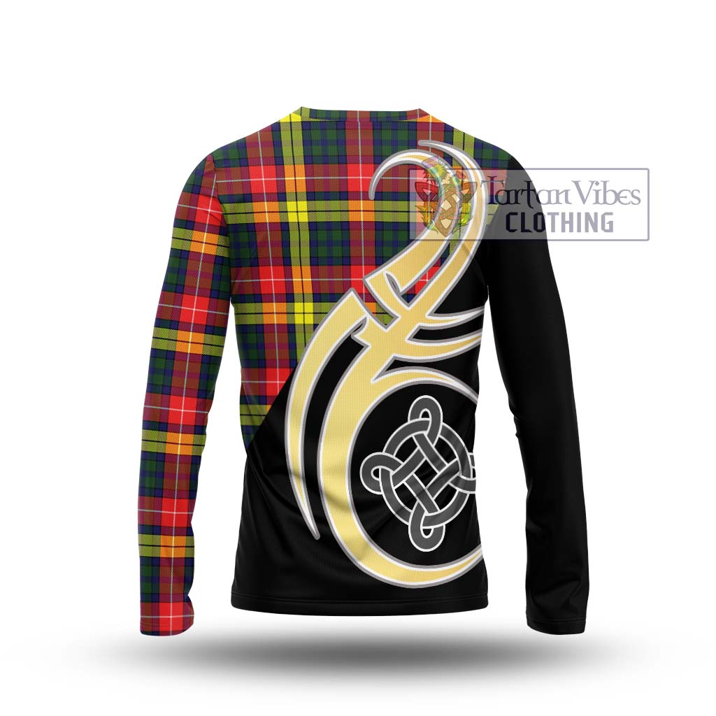 Dewar Tartan Long Sleeve T-Shirt with Family Crest and Celtic Symbol Style - Tartan Vibes Clothing