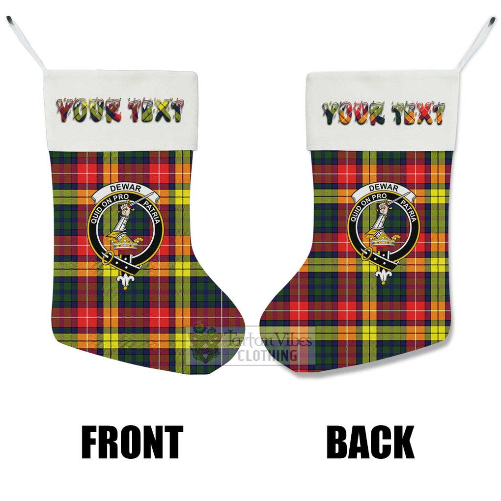 Dewar Tartan Family Crest Christmas Stocking with Personalized Text - Tartan Vibes Clothing