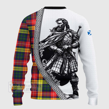 Dewar Tartan Clan Crest Knitted Sweater with Highlander Warrior Celtic Style - Tartan Vibes Clothing