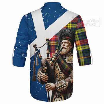 Dewar Tartan Ghillie Kilt Shirt with Family Crest Scottish Bagpiper Vibes - Tartan Vibes Clothing