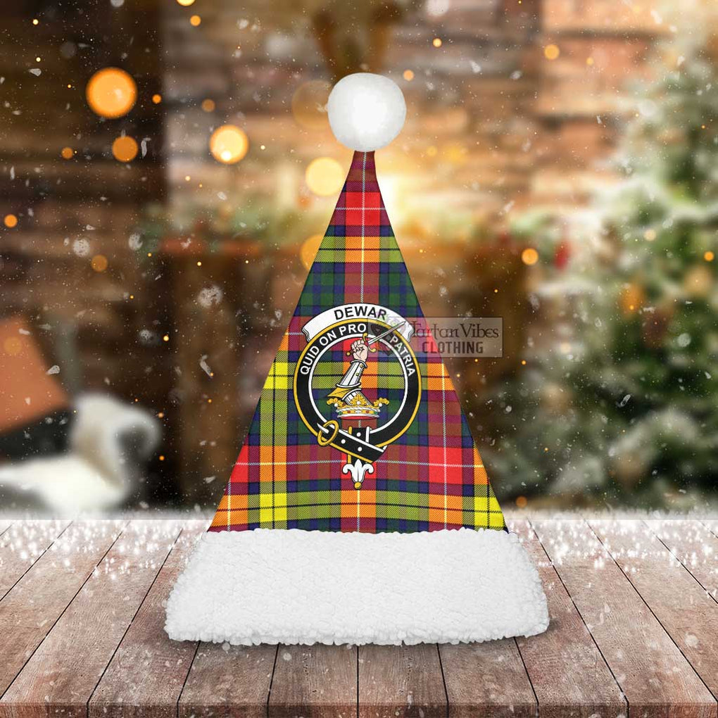 Dewar Tartan Christmas Santa Hats with Family Crest - Tartan Vibes Clothing