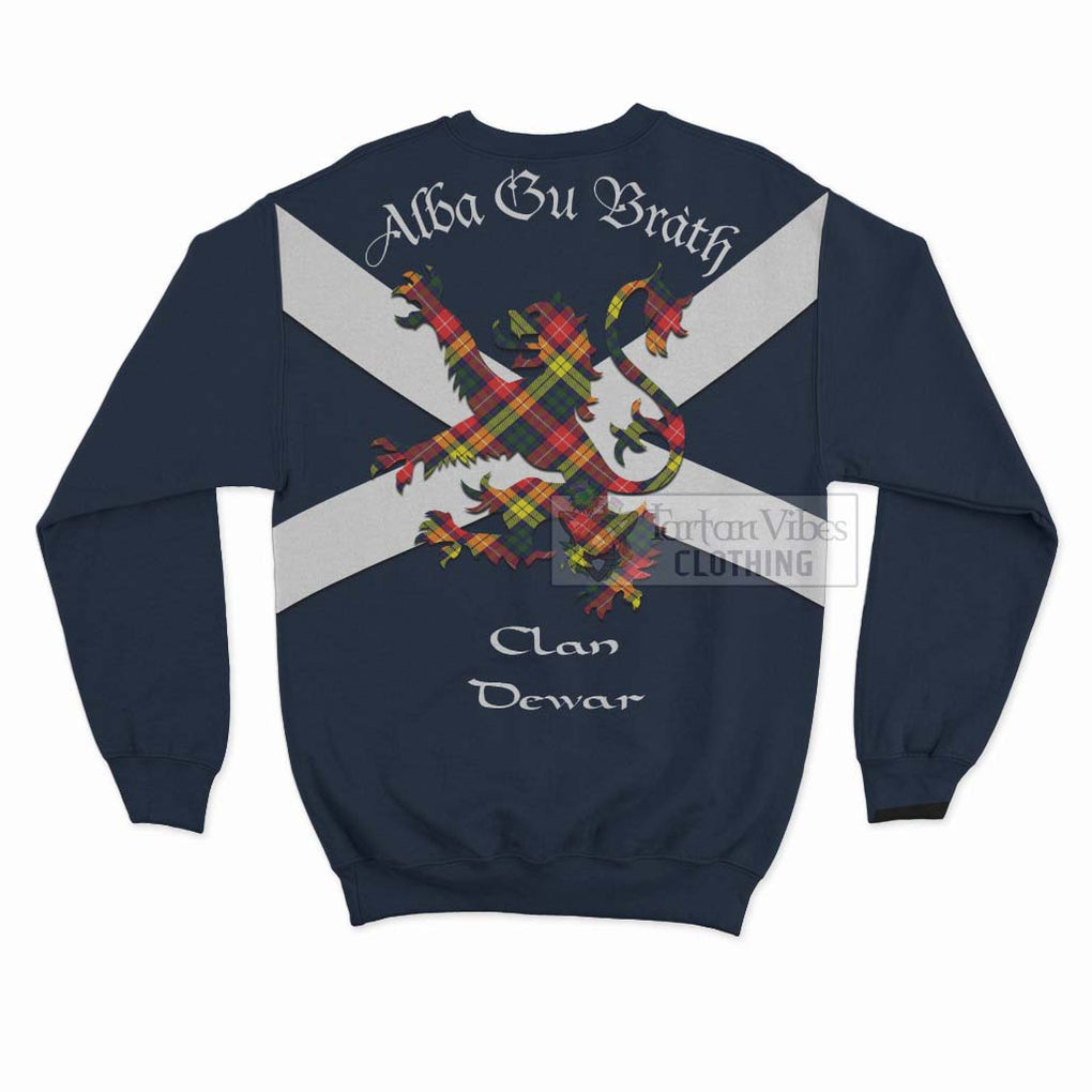 Dewar Tartan Lion Rampant Sweatshirt Proudly Display Your Heritage with Alba Gu Brath and Clan Name - Tartan Vibes Clothing