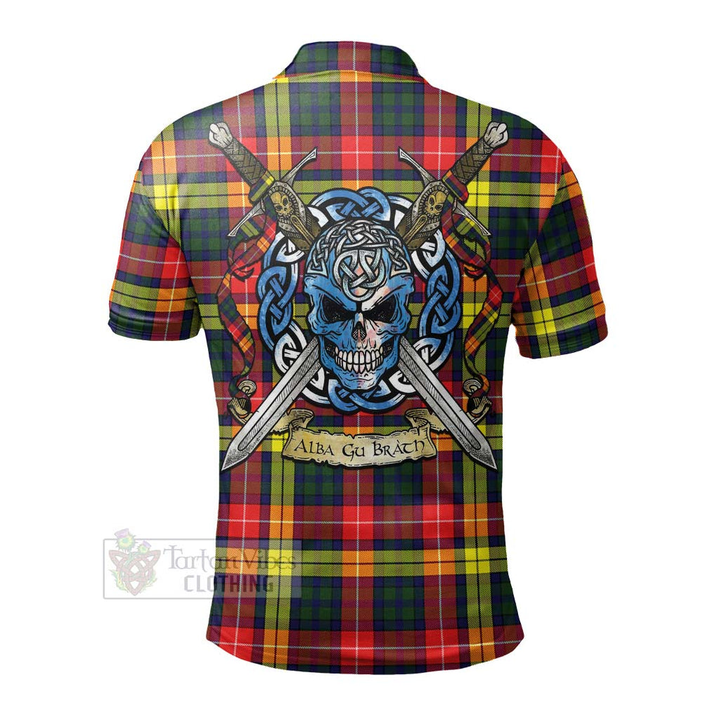 Dewar Tartan Polo Shirt with Family Crest Celtic Skull Style - Tartan Vibes Clothing