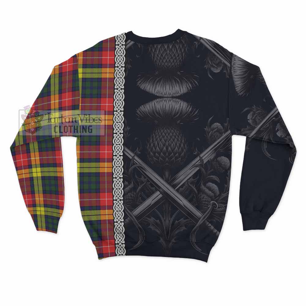 Dewar Tartan Sweatshirt with Family Crest Cross Sword Thistle Celtic Vibes - Tartan Vibes Clothing