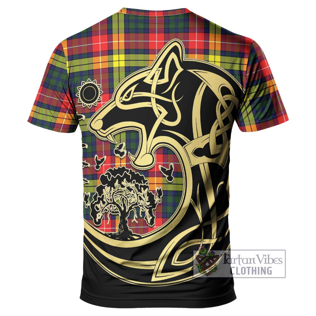 Dewar Tartan T-Shirt with Family Crest Celtic Wolf Style - Tartan Vibes Clothing