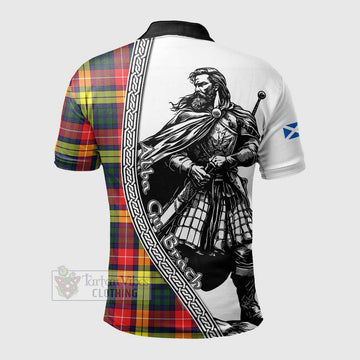 Dewar Tartan Clan Crest Polo Shirt with Highlander Warrior Celtic Style - Tartan Vibes Clothing