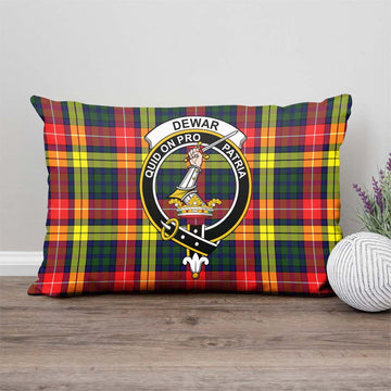 Dewar Tartan Pillow Cover with Family Crest - Tartan Vibes Clothing