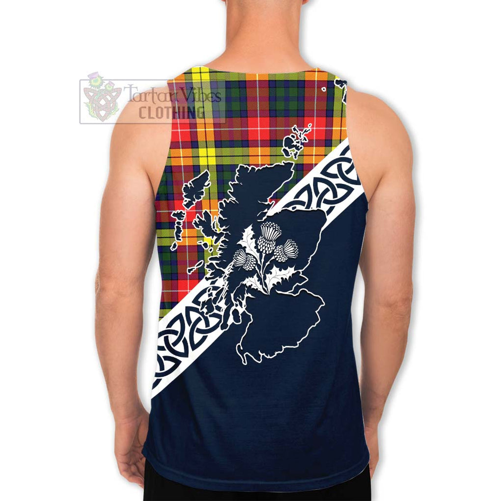 Dewar Tartan Men's Tank Top Featuring Thistle and Scotland Map - Tartan Vibes Clothing