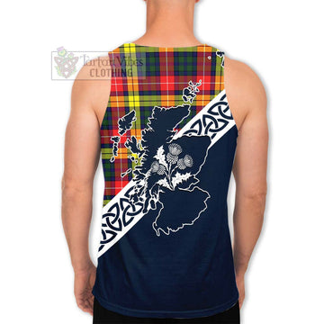 Dewar Tartan Men's Tank Top Featuring Thistle and Scotland Map - Tartan Vibes Clothing