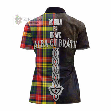 Dewar Tartan Family Crest Women's Polo Shirt Alba Gu Brath Be Brave Lion Ancient Style - Tartan Vibes Clothing