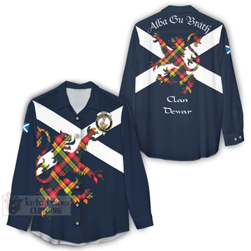 Dewar Tartan Lion Rampant Women's Casual Shirt Proudly Display Your Heritage with Alba Gu Brath and Clan Name - Tartan Vibes Clothing