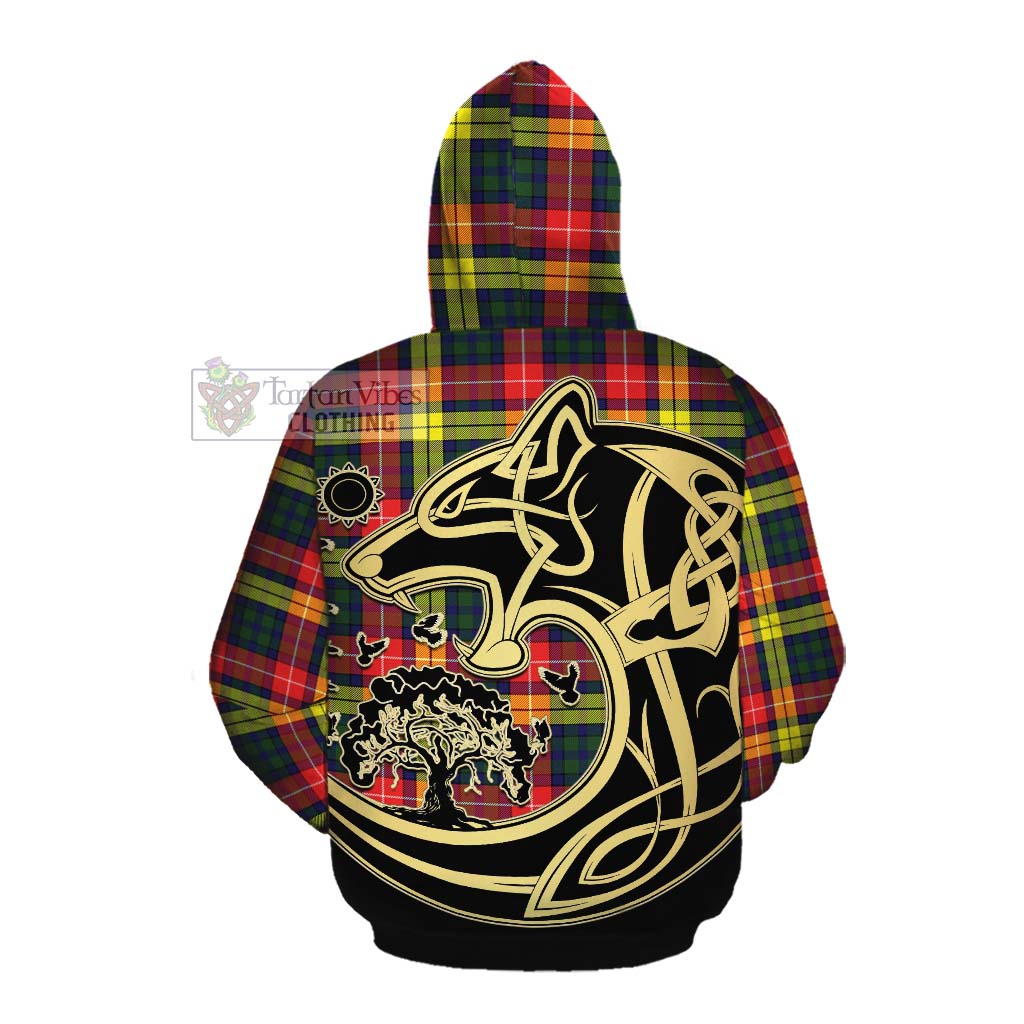 Dewar Tartan Cotton Hoodie with Family Crest Celtic Wolf Style Pullover Hoodie - Tartan Vibes Clothing
